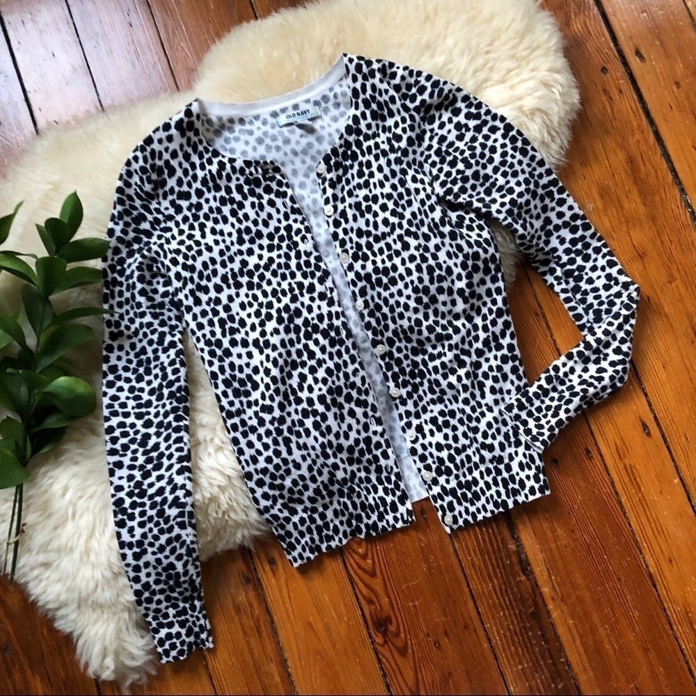 Animal Print Cotton Print Long Sleeve Cardigan XS